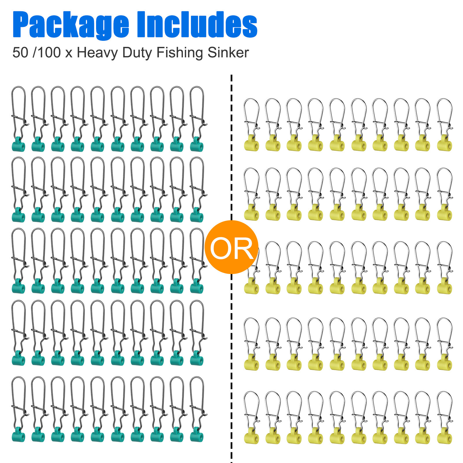 100/50X Heavy Duty Fishing Sinker Slide Stainless Steel Fish Line Finder Slider