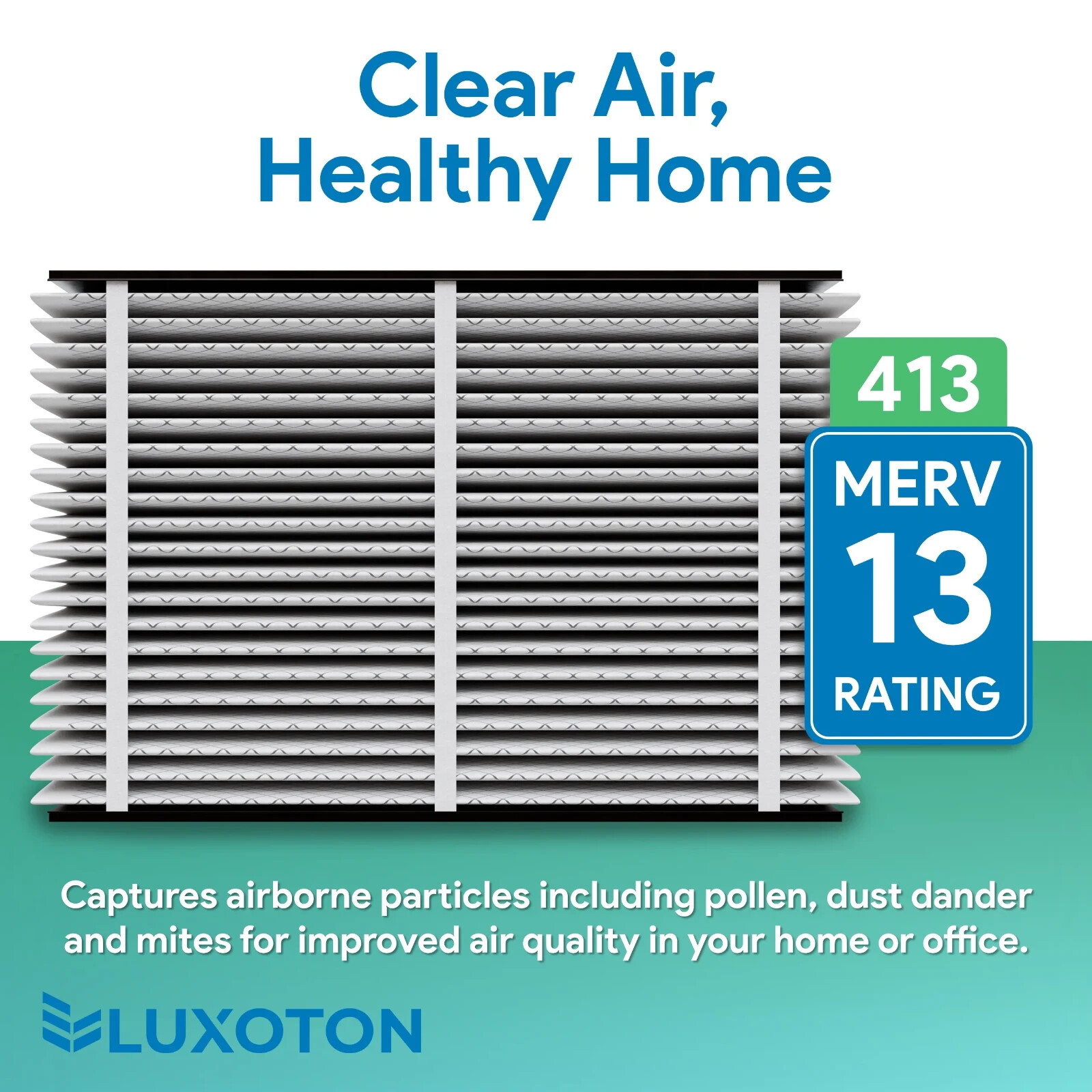 LUXOTON for AprilAire 413 Replacement Filter - 1 Pack Collapsible Furnace Filter