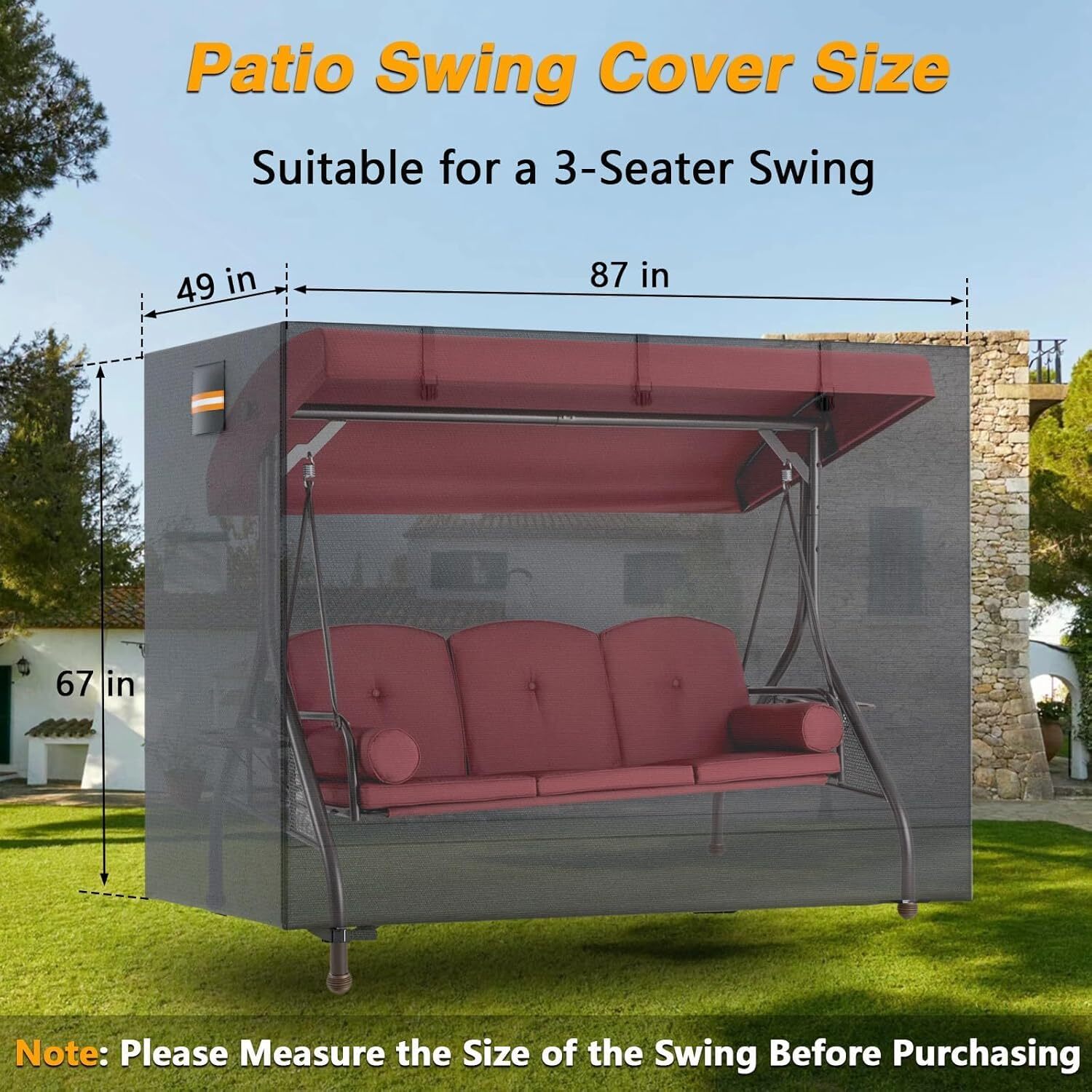 Outdoor Swing Cover 3 Triple Seater Waterproof Patio Swing Canopy Cover us