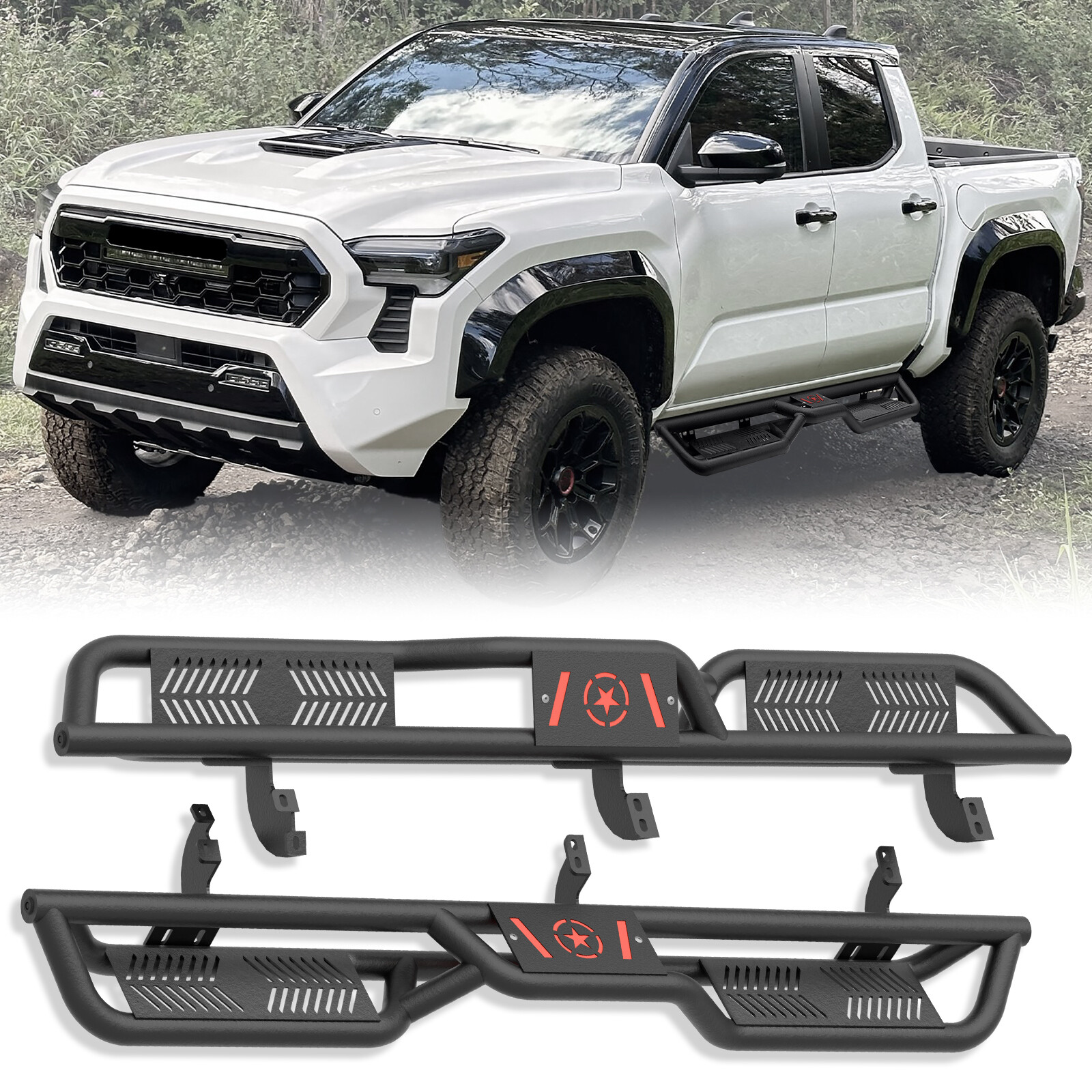 Running Boards Side Steps For 2024-2025 Toyota Tacoma Double Cab & Crew Cab
