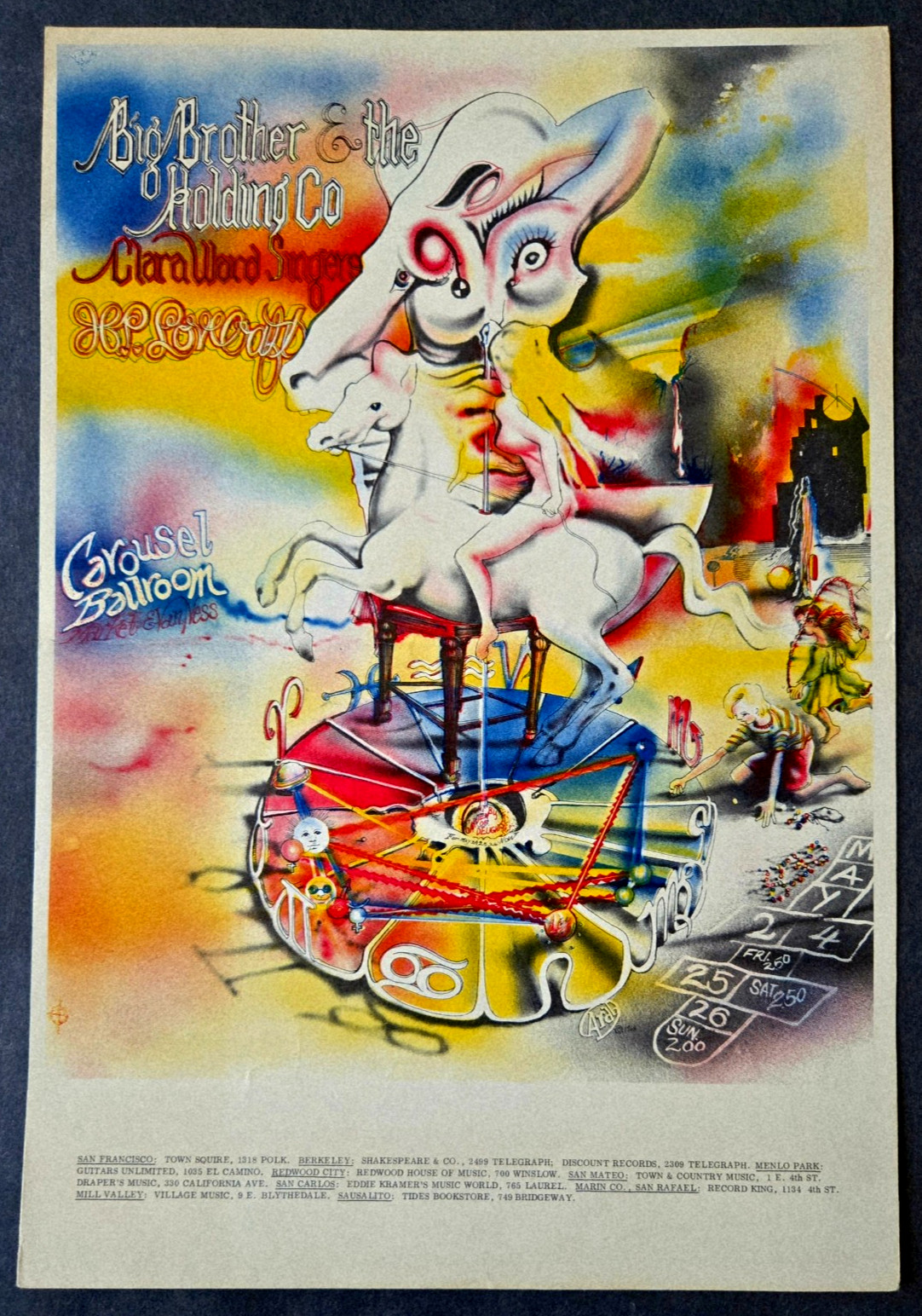 Janis Joplin Big Brother 1968 UNMARKED Carousel Ballroom AOR 2.164 HB Poster