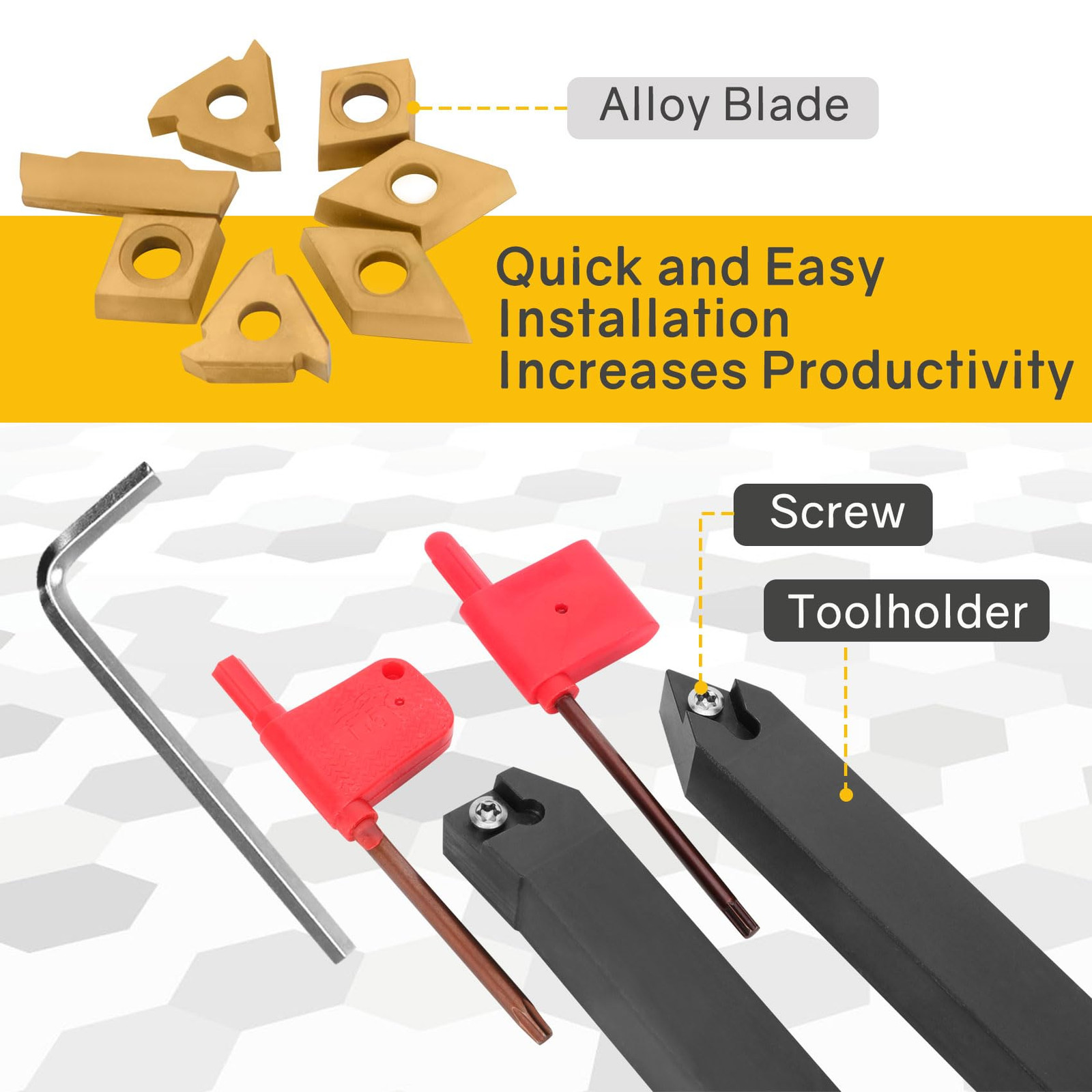 Lathe Turning Tool 21Pcs Kit 5/8 16mm Shank 7 Pcs Metal Lathe Tool Holder Set 1