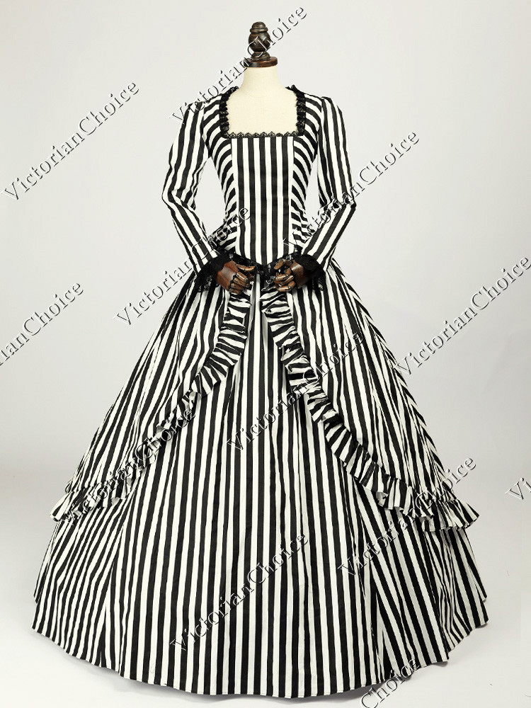 Victorian Beetlejuice Dress Sleepy Hollow Katrina Women Halloween Costume 321