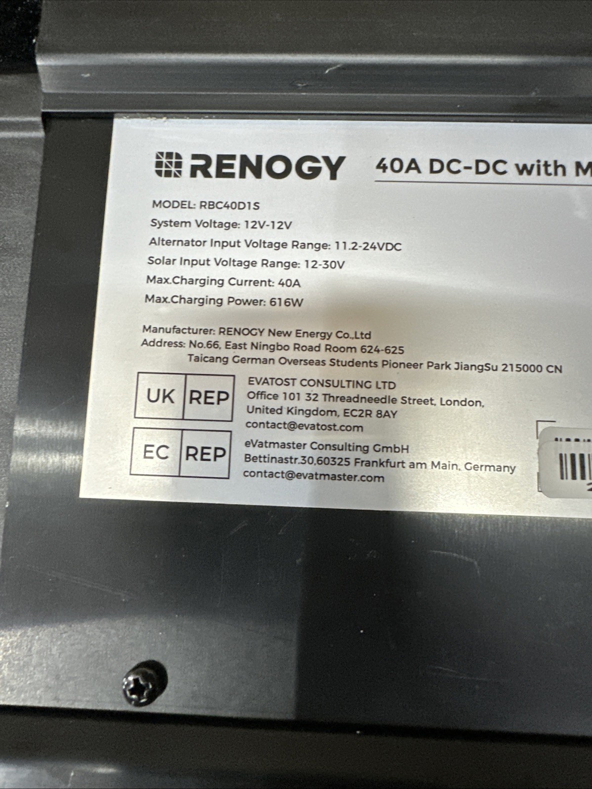 Renogy DC to DC Charger W/MPPT 12V 40A Battery Chargers For LiFePO4