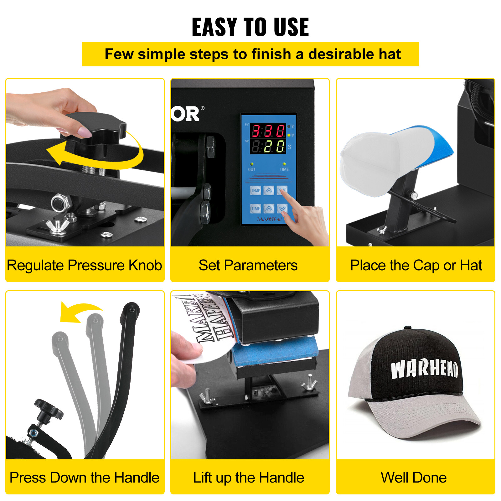 Heat Press 5.5"x3.5" Cap Hat Digital Transfer Sublimation Printing Machine DIY
