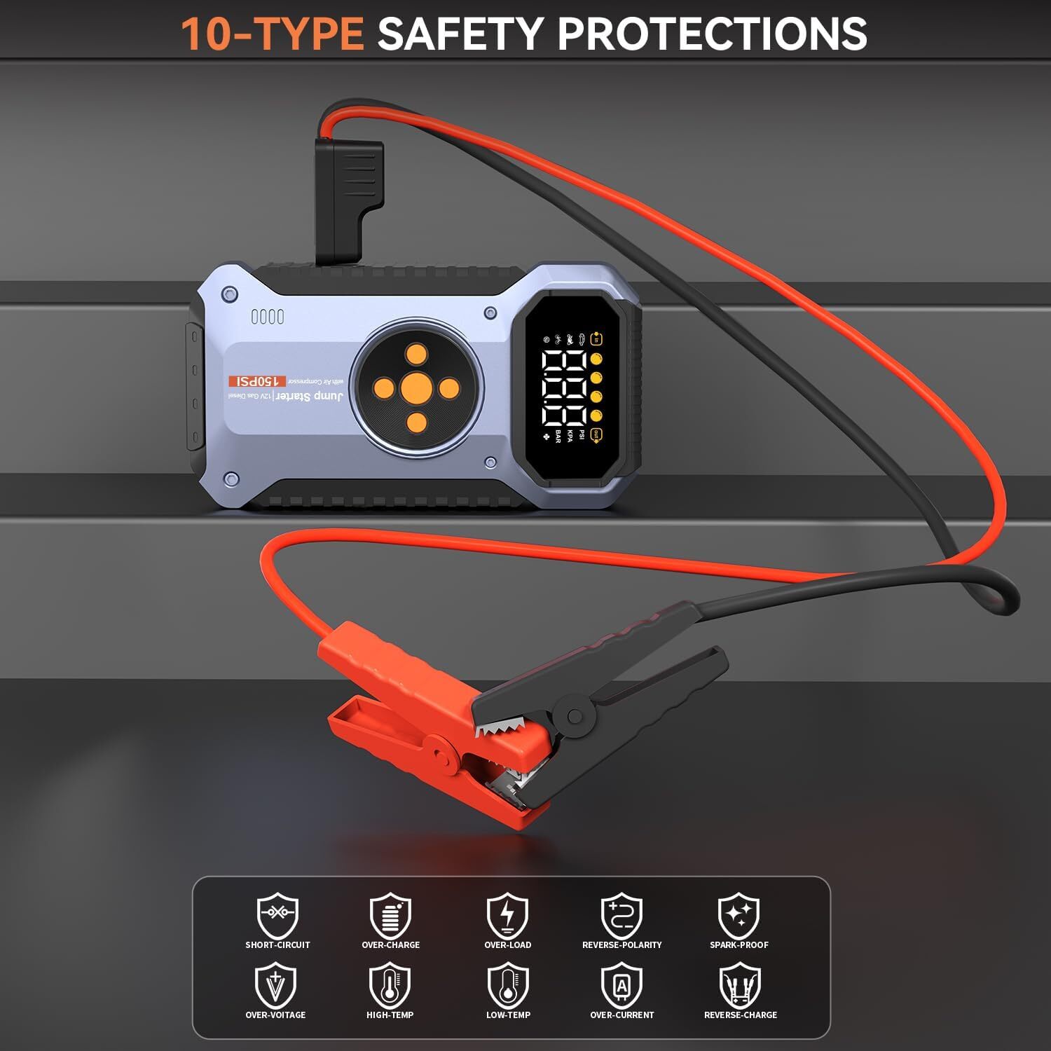 Refurbished 12V Jump Starter & Air Compressor Power Pack Car Battery Box 8000A