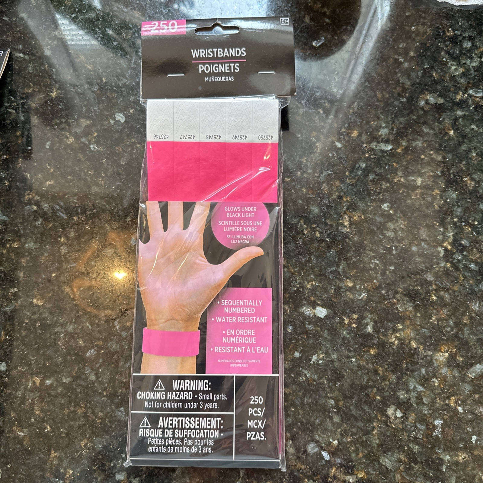 Amscan Tyvek Wristbands Pink 250 count Events Parties Clubs Numbered