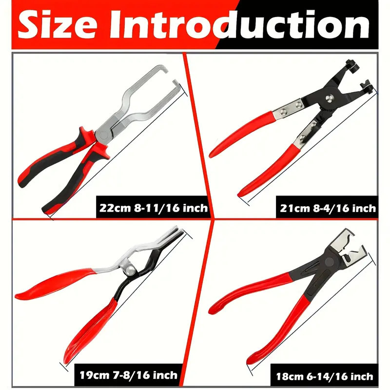 4pcs Hose Clamp Pliers Set Fuel Oil Pipe Removal Tool Car Repair