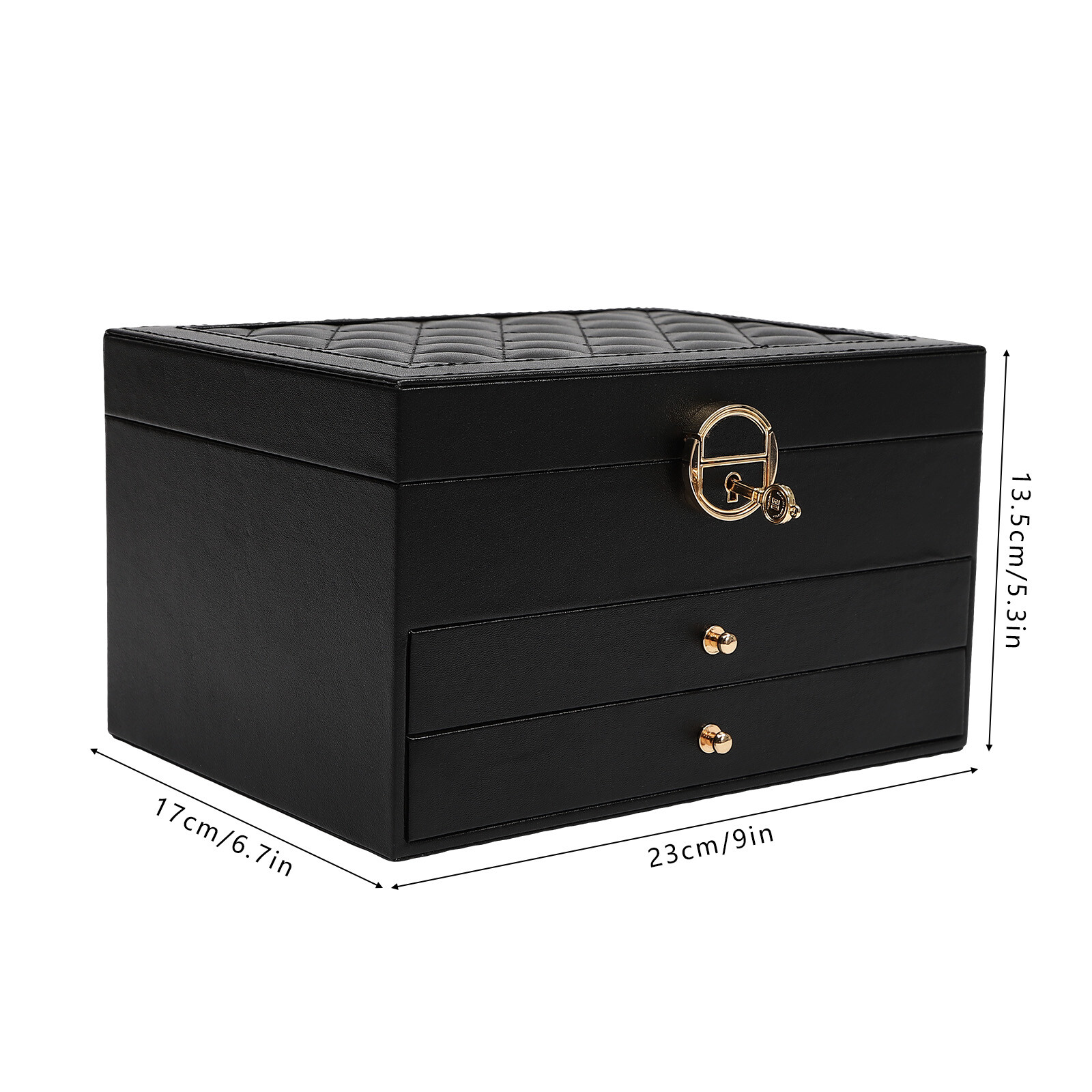 3-Layer Lockable Jewelry Box Organizer with Velveteen Lining
