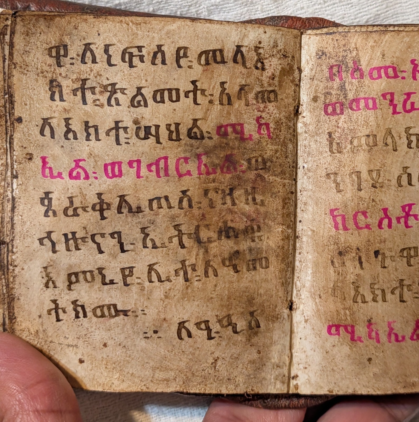 Old Ethiopian Orthodox Pocket Bible Handwritten in Ge’ez Manuscript Parchment
