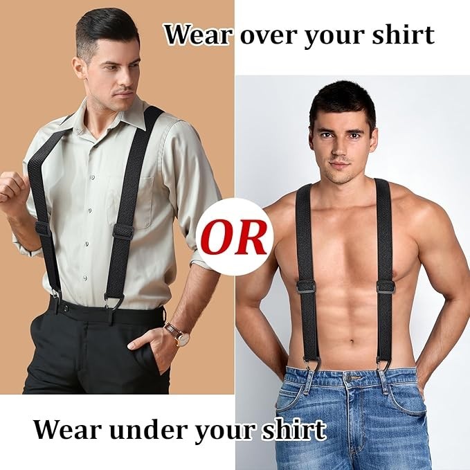 Men's Heavy Duty X-Back Hidden Suspenders 1.5" Under Clothing
