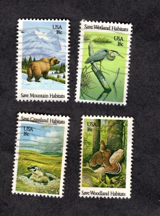 #1921-24 Preservation of Wildlife Habitats Stamps, Used Se-Tenent Set, 18 cent