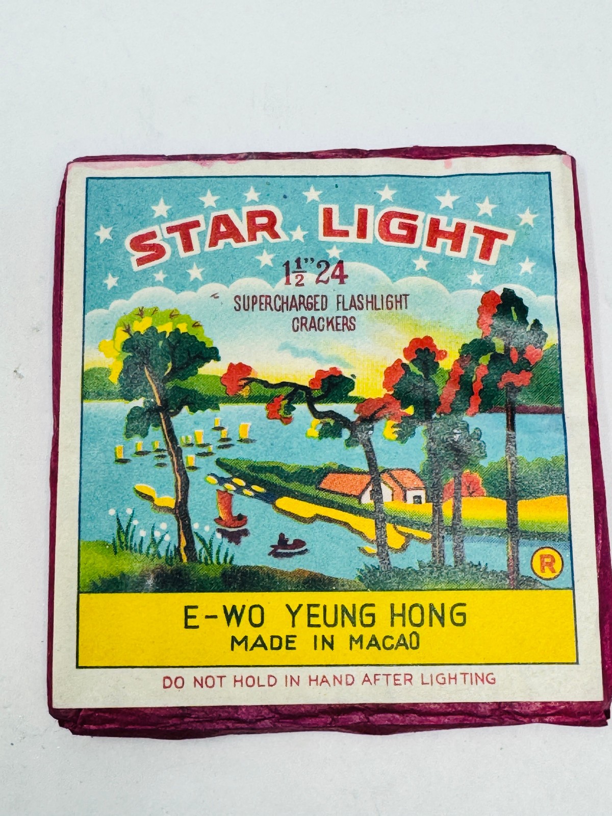 Vintage Fire Cracker Label STAR LIGHT 1 1/2" 24  Macao Pink