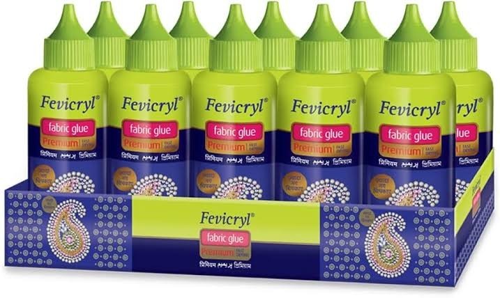 Pack Of 10 Pidilite Premium Fevicryl Fabric clear glue 80ml Fast drying