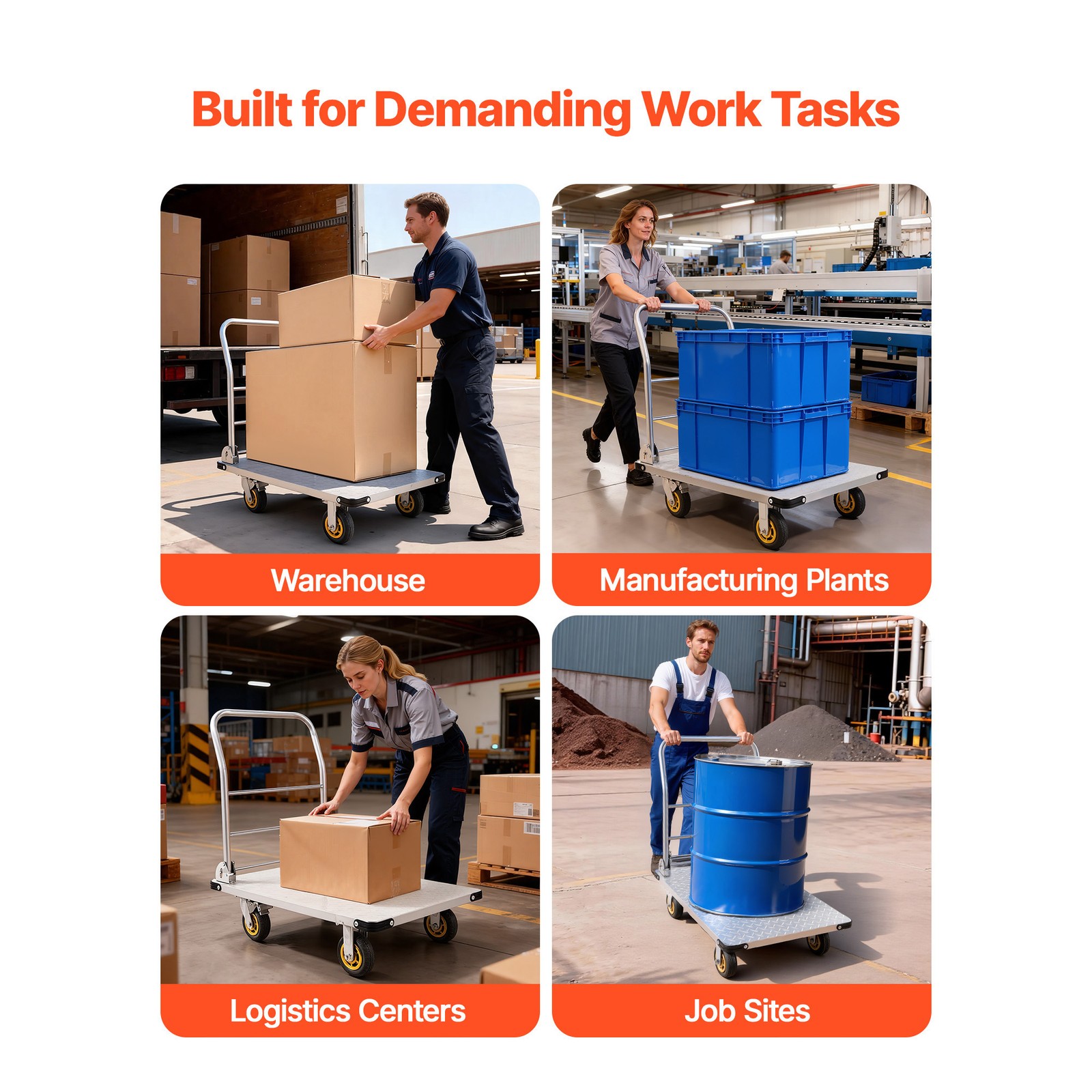 Uimoso Foldable Platform Cart 2000lbs Capacity Heavy Duty Hand Truck with Wheels