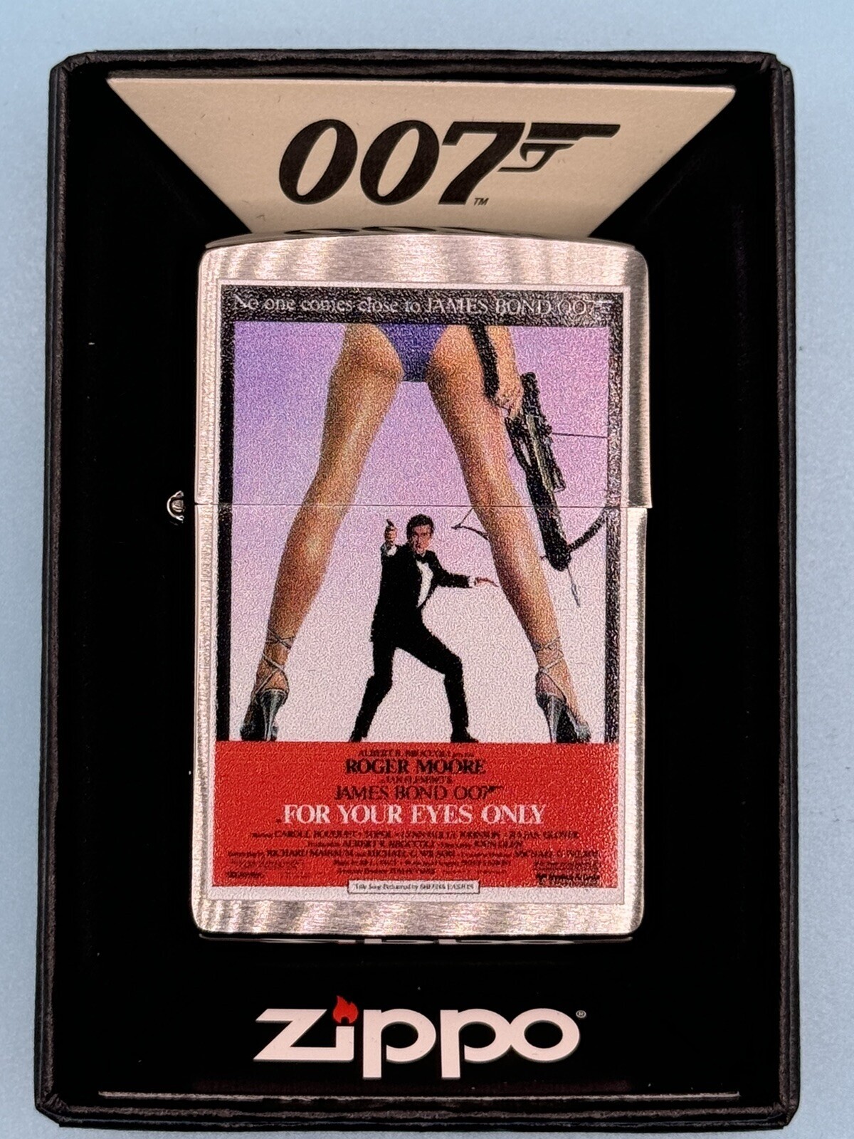 James Bond 007 For Your Eyes Only Chrome Zippo Lighter NEW In Box Rare