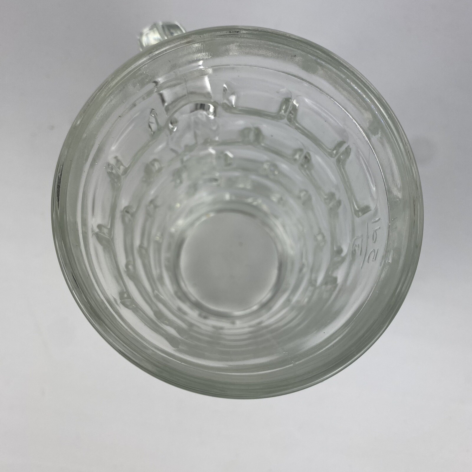 VTG Dimple Thumbprint Glass Mug Heavy Clear Pint Beer .5 L Stein Man Cave Bar