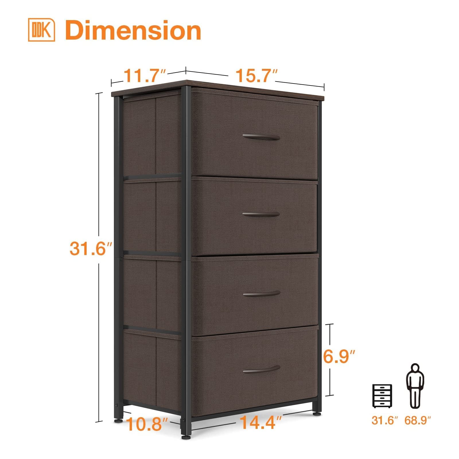 Dresser for Bedroom with 4 Storage Drawers, Small Dresser Chest of Drawers