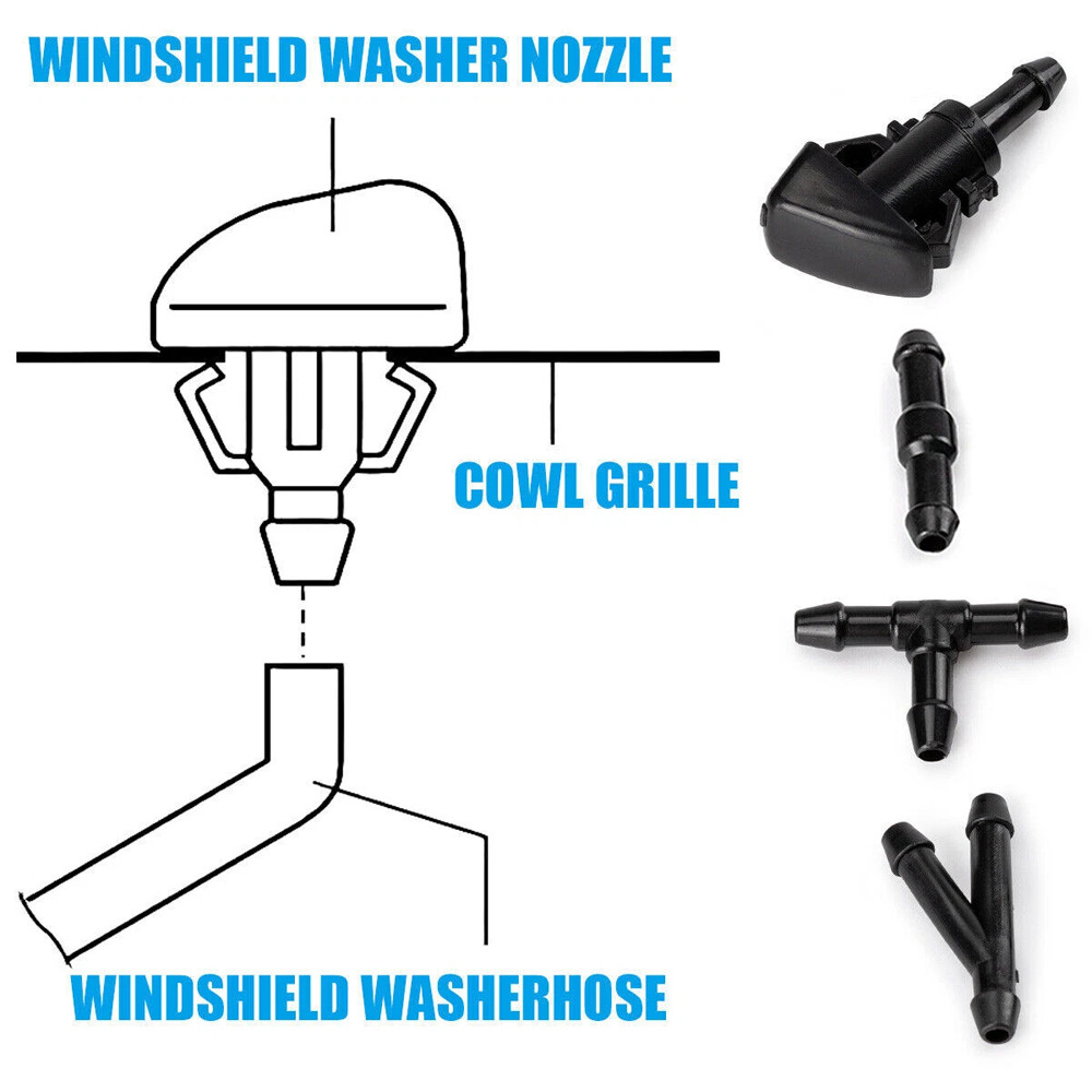 Universal Car Windshield Wiper Washer Squirter Nozzle Spray Jet Kit Fluid Hose