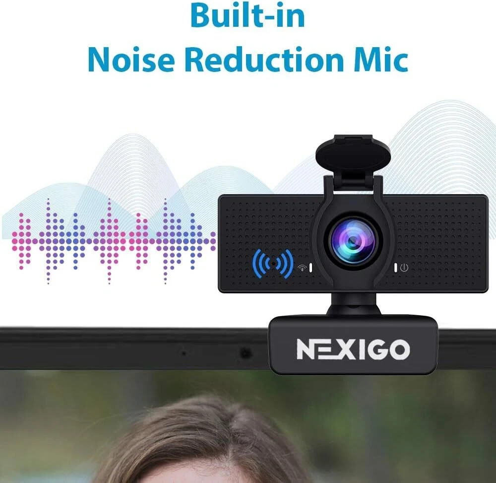 NexiGo N60 1080P HD Webcam w/ Microphone & Privacy Cover for Zoom & Skype