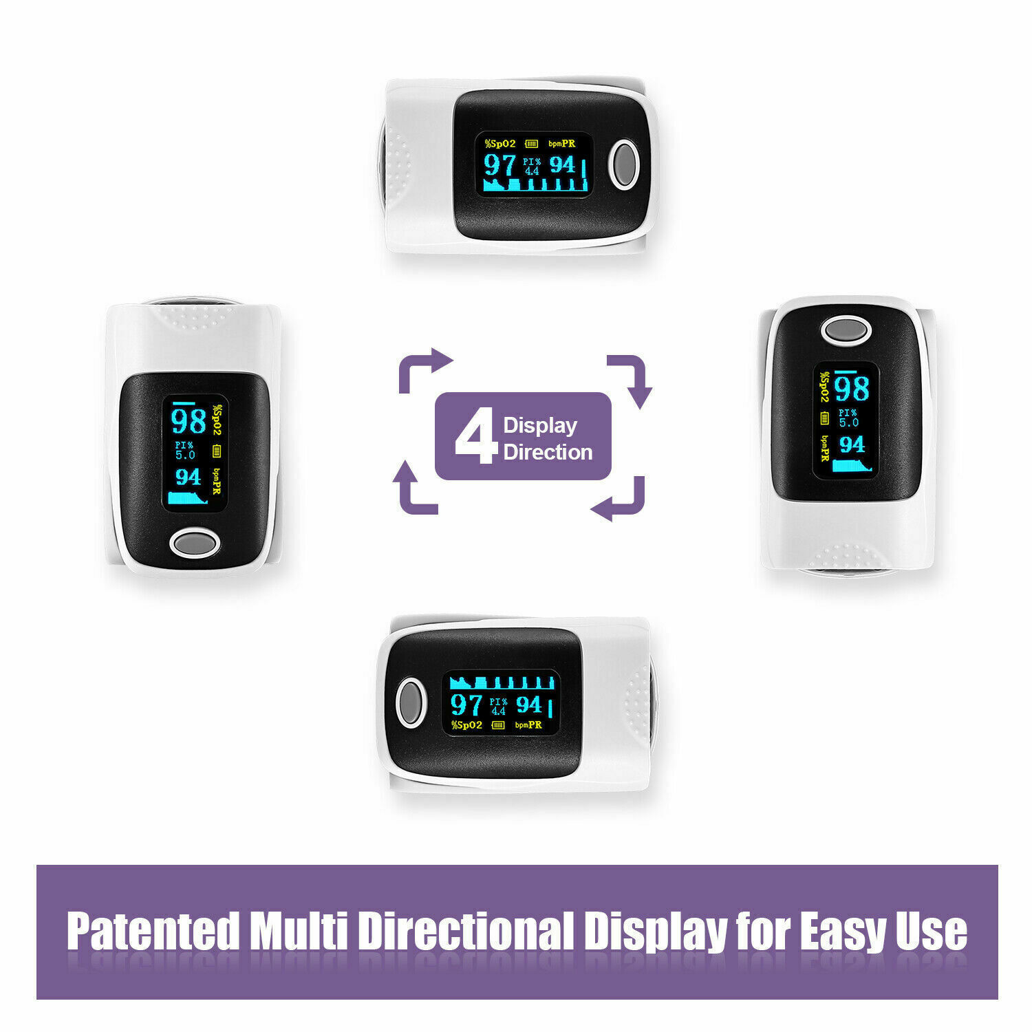 Finger Pulse Oximeter Heart Rate Blood Oxygen Saturation Monitor SpO2 PR Measure