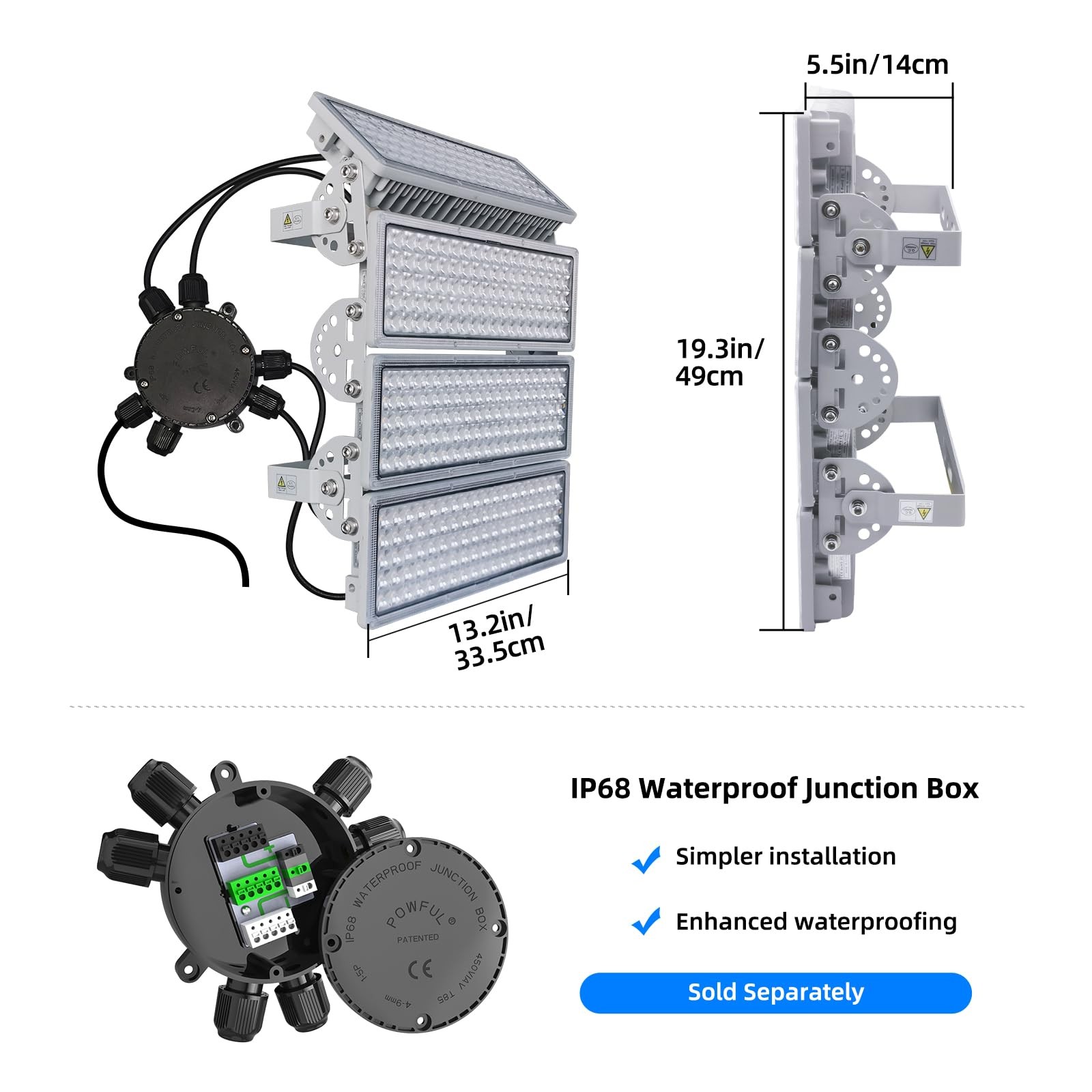 Kekeou Stadium Lights Outdoor LED Flood Light 400W 56000LM 6500K Arena Field