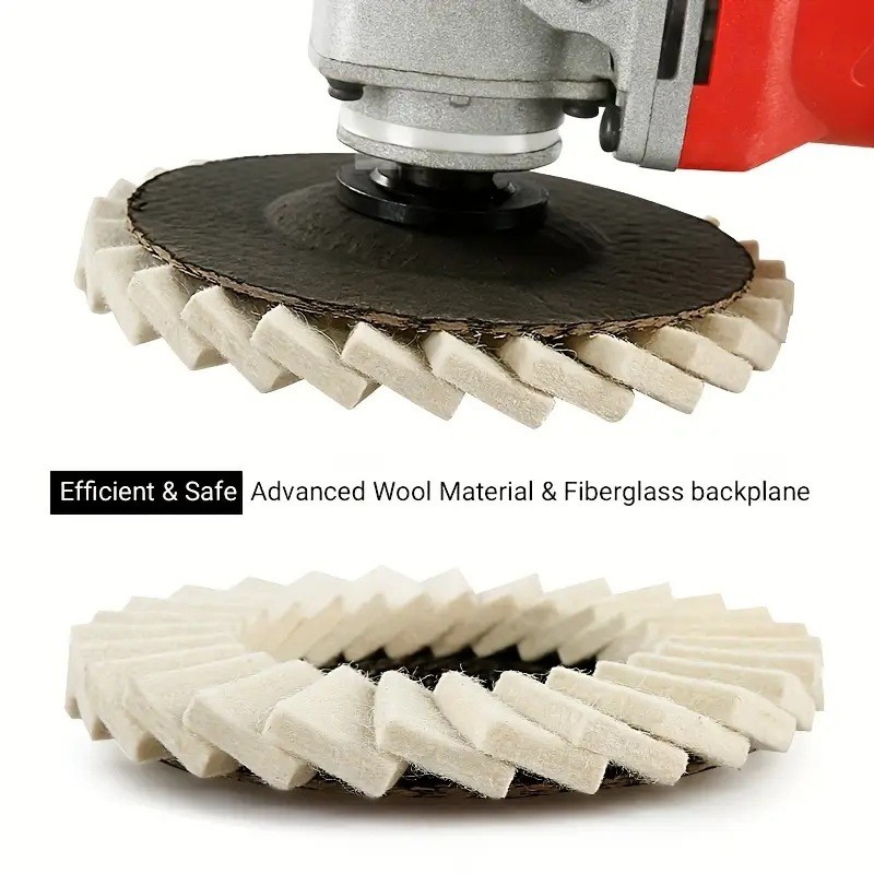 3PCS 125MM Wool Felt Flap Disc Metal working Polishing Buffing Wheel For Grinder