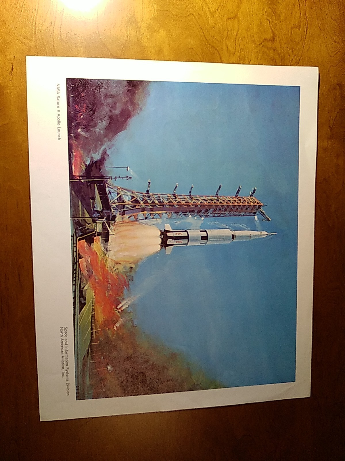VTG NASA APOLLO SATURN V ROCKET LAUNCH North American Aviation Litho Print 12x15