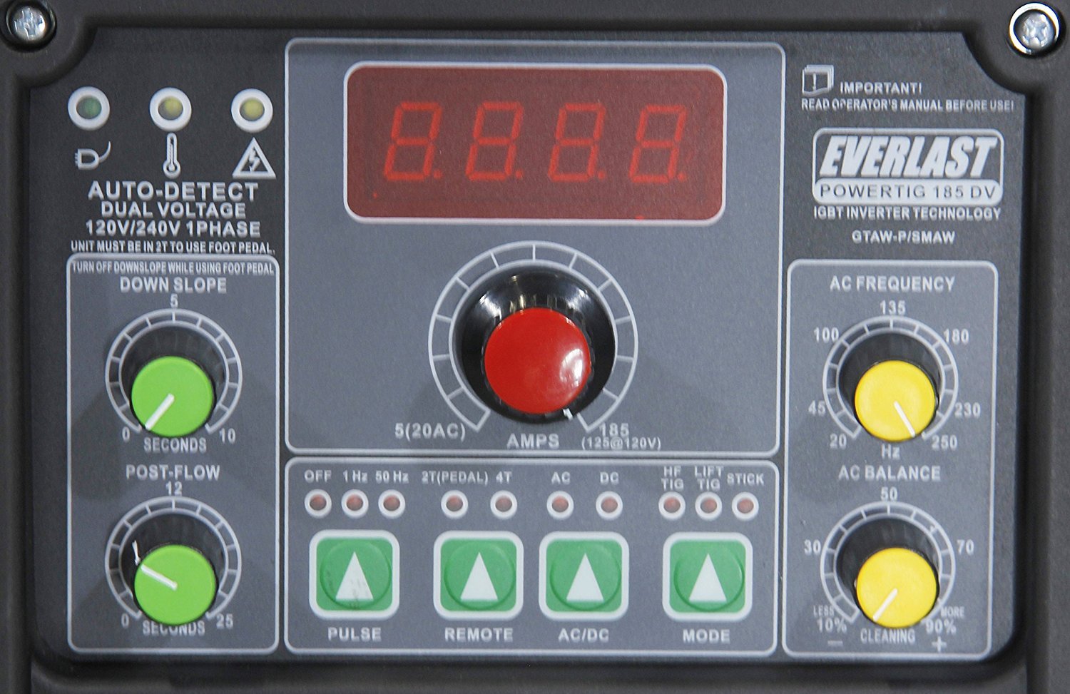 PowerTIG 185DV GTAW 185Amp AC/DC Dual Voltage TIG Arc Welder Everlast w/ PEDAL