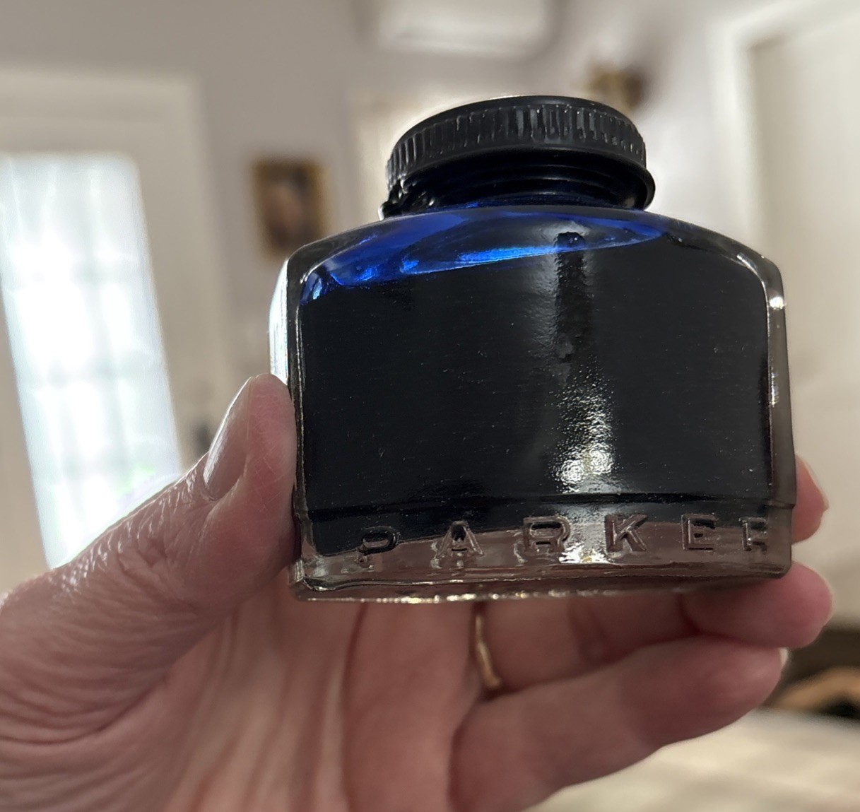 2 Parker Quink Vintage Blue Black & Royal Blue Fountain Pen Ink NOS Full New 50s