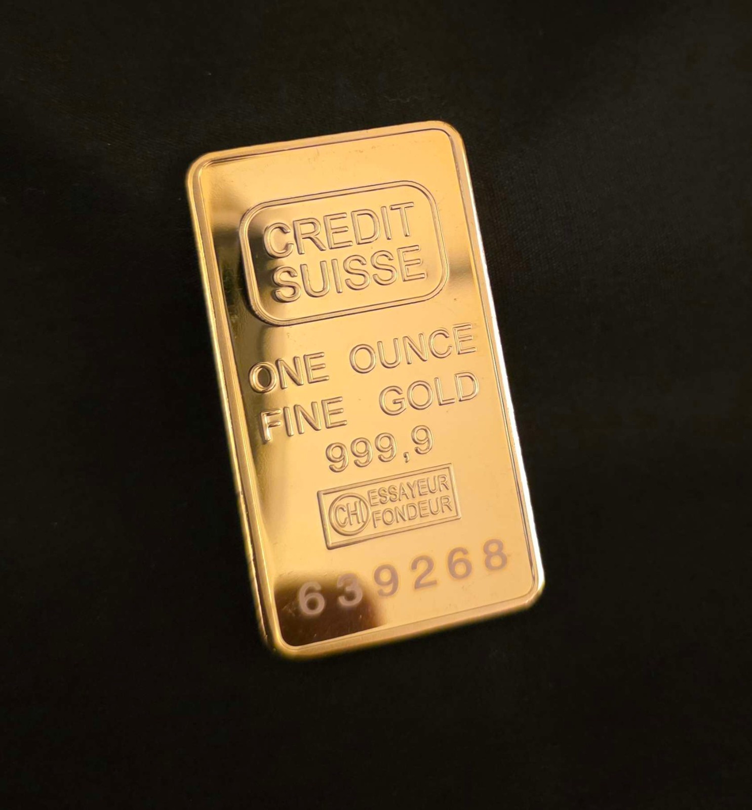 1 oz Credit Suisse .999 Gold Bar Fine (BU) 24k Gilded Repro