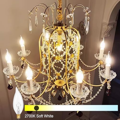 E12 Incandescent Light Bulbs 40Watt Warm White 2700K, 300 Lumens 40W-12Pack