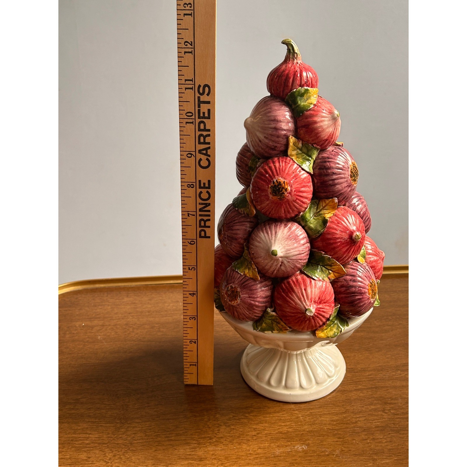 VTG Ceramic Onion Fig Fruit Topiary Centerpiece Italian Majolica Style Pedestal