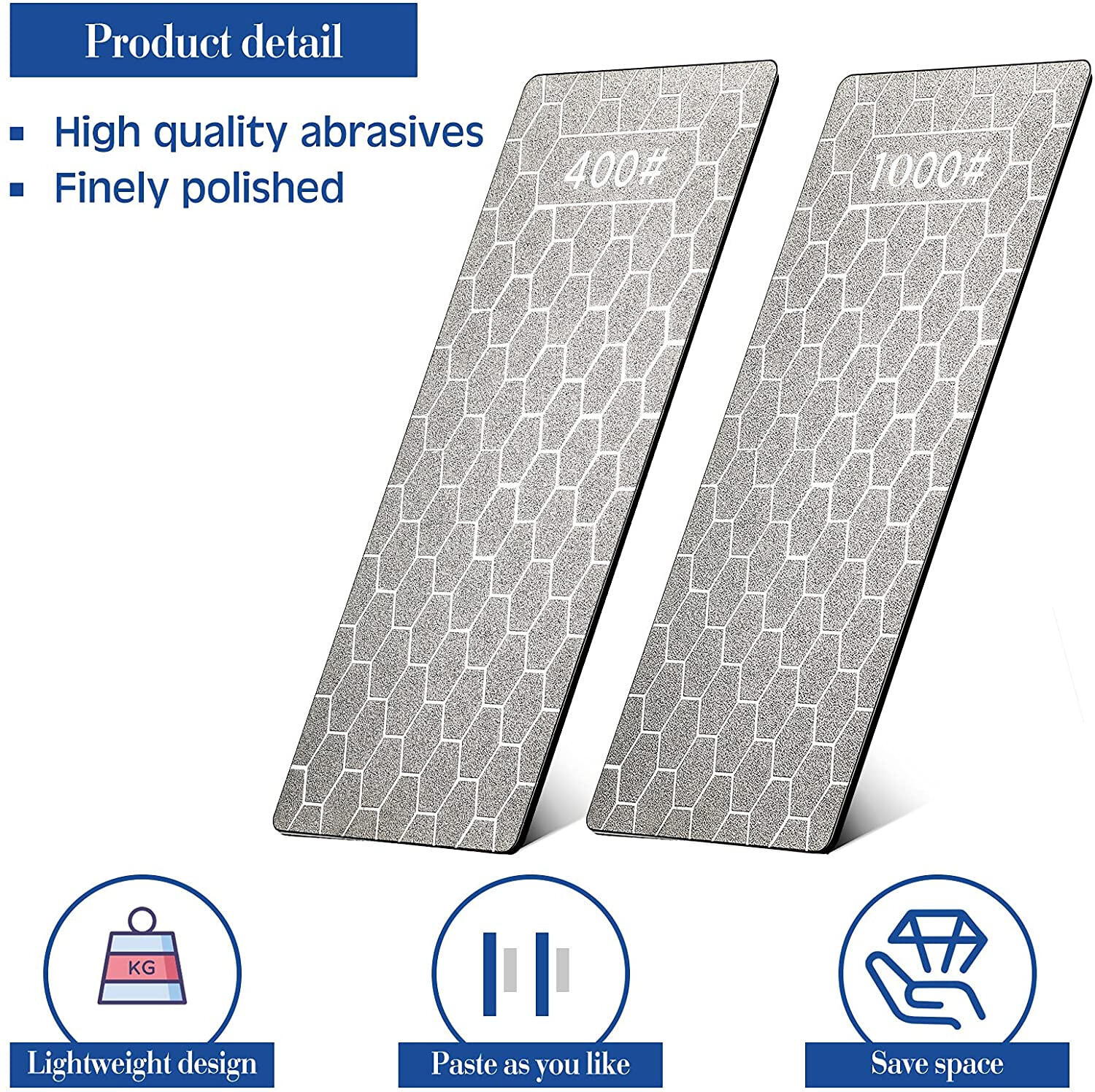 3PCS 400 600 1000 Grit Diamond Knife Sharpening Plate Honing Bench Stone Kit Lot