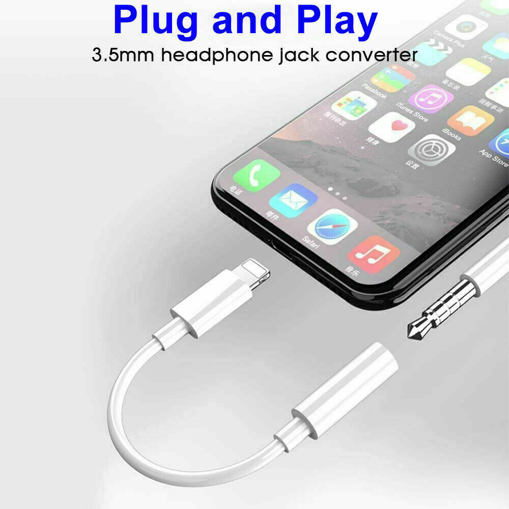 For iPhone Headphone lot Adapter Jack 8Pin to 3.5mm Aux Cord Dongle Converter
