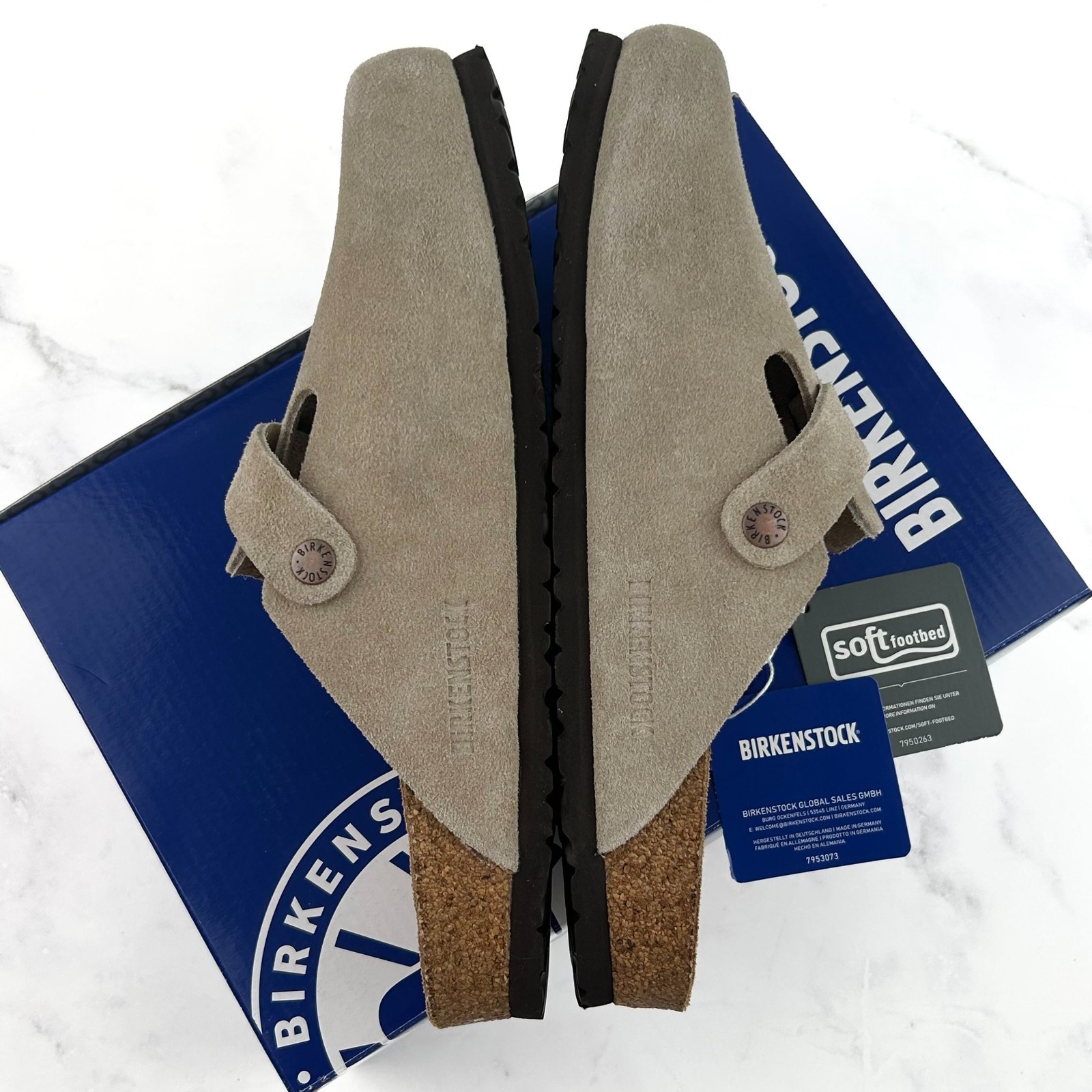 New Birkenstock Boston Taupe Suede Leather Soft Footbed Clog Women's Men's Shoes