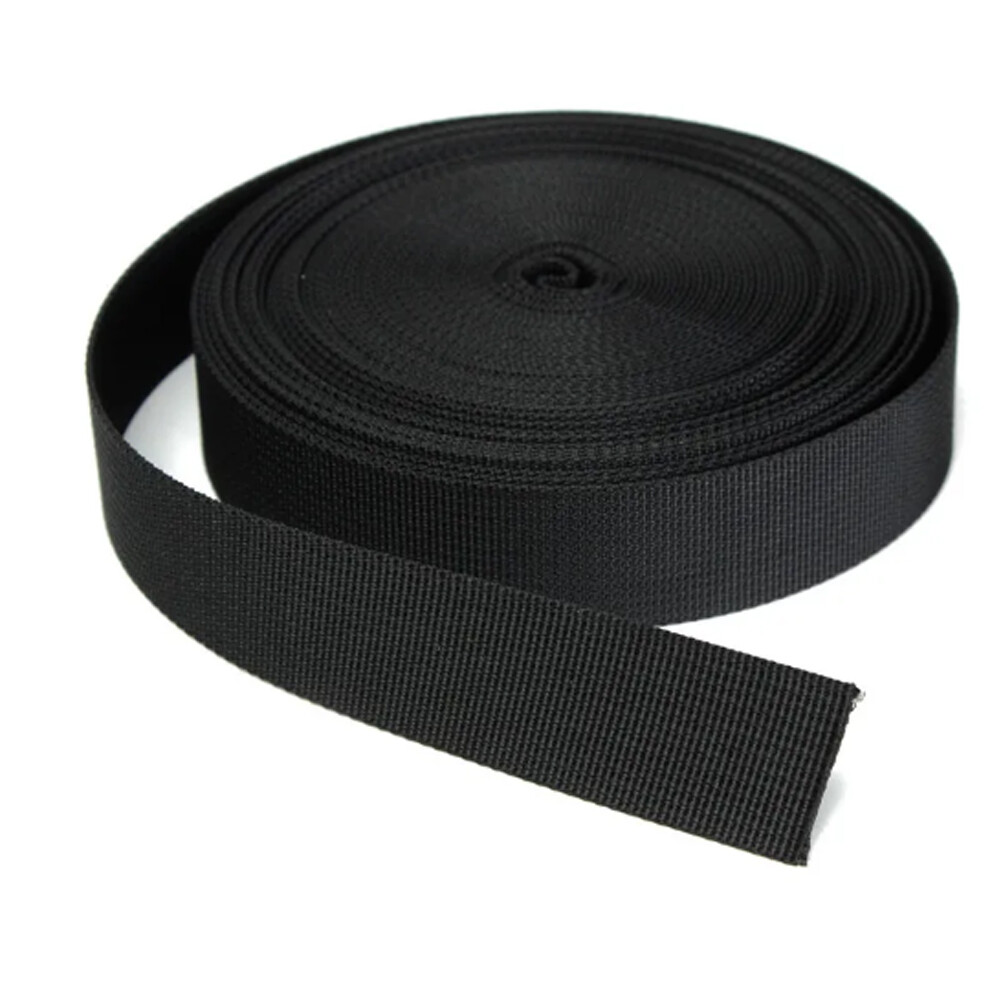22 Yards 1inch Wide Black Nylon Heavy Webbing Strap Heavy Duty Sturdy
