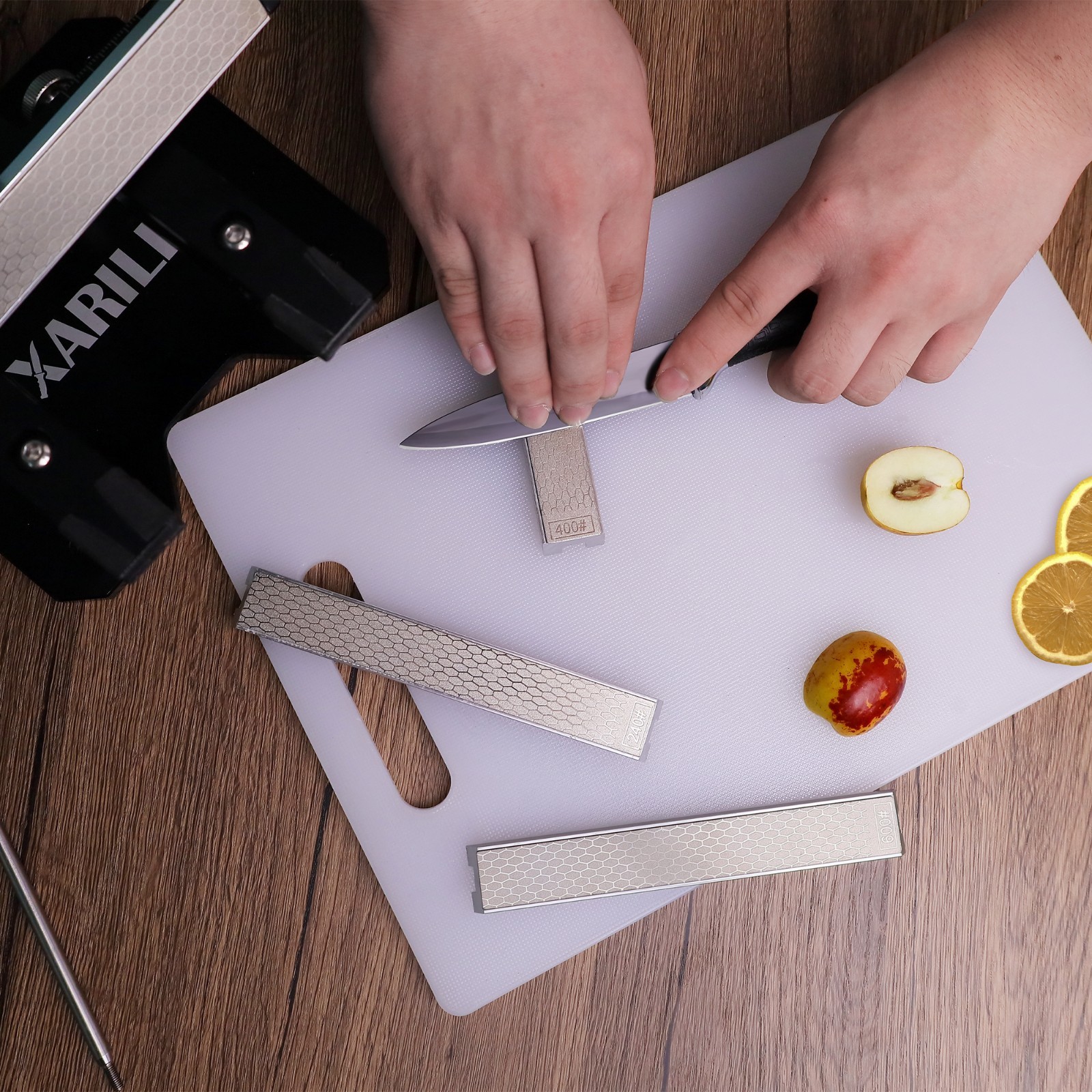 4 PCS Diamond Knife Sharpening Stones Set with Aluminum Base 6.2×0.9"