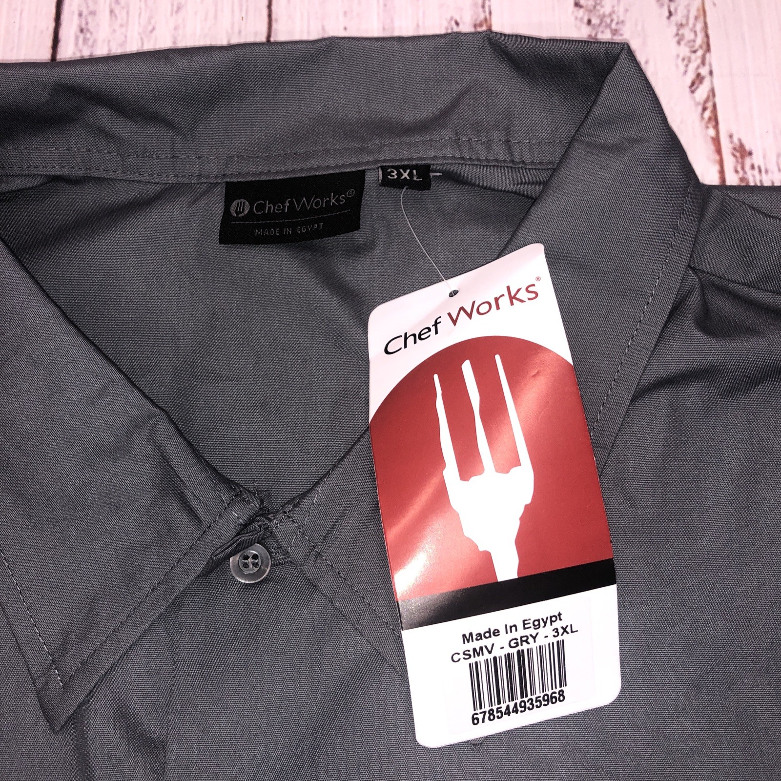 NWT Chef Works Shirt Mens 3X Gray Chef Shirt Button Up Strechy Ventalated Sides