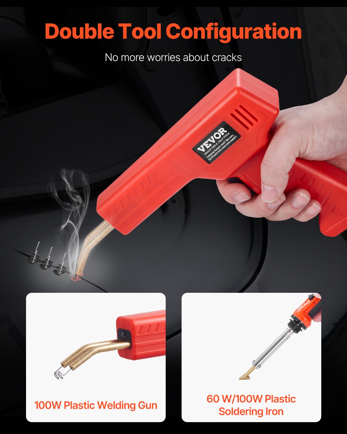 VEVOR Plastic Welder Kit 100W Plastic Welder Gun and Iron 1000 Staples&60 Rods