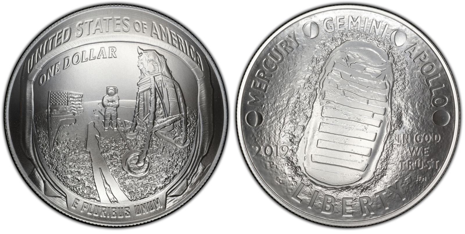 2019 P Apollo 11 50th Anniversary Silver Dollar PCGS MS70 First Strike AMF Label