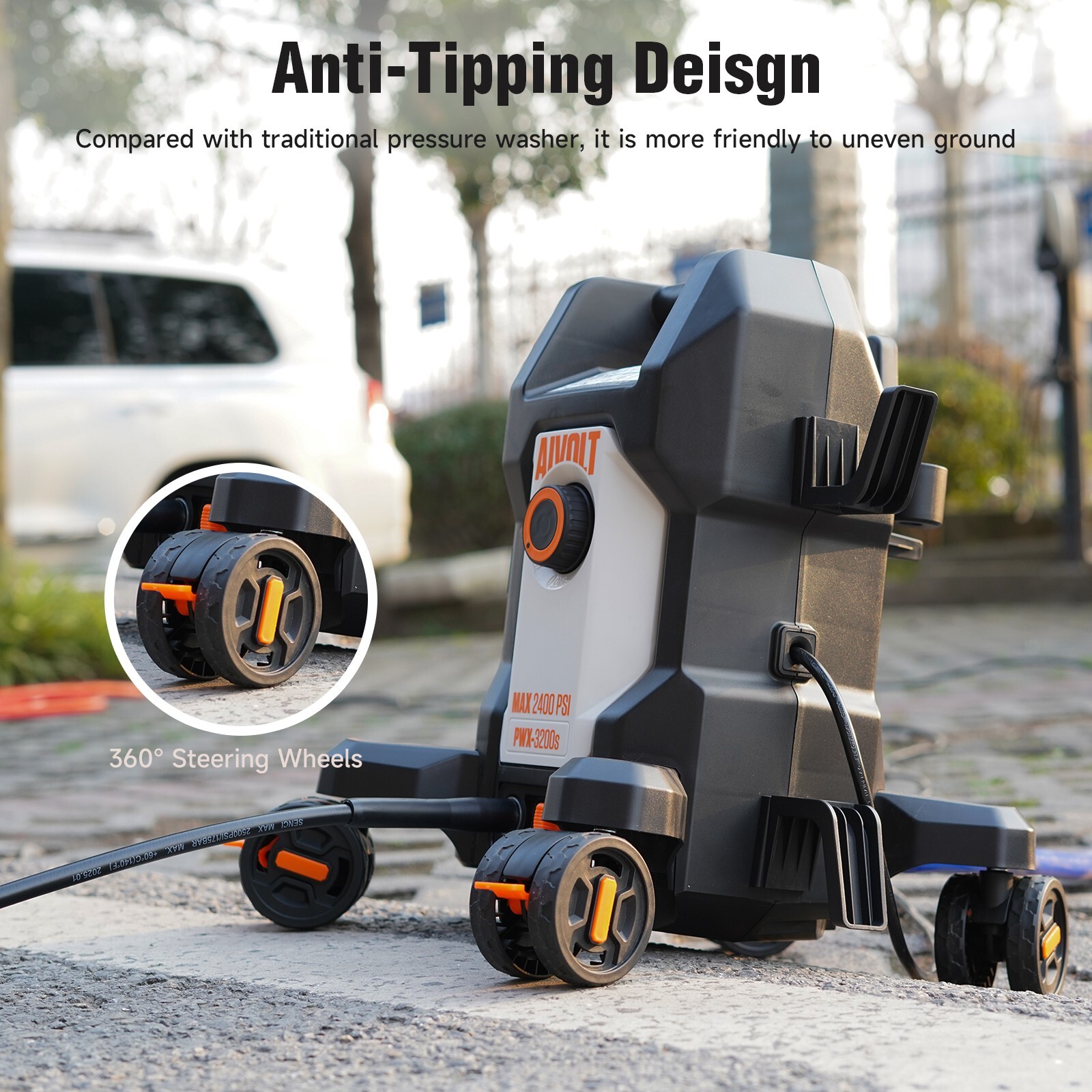 AIVOLT Electric Pressure Washer - 4800PSI Power Washer with Anti-Tipping Design
