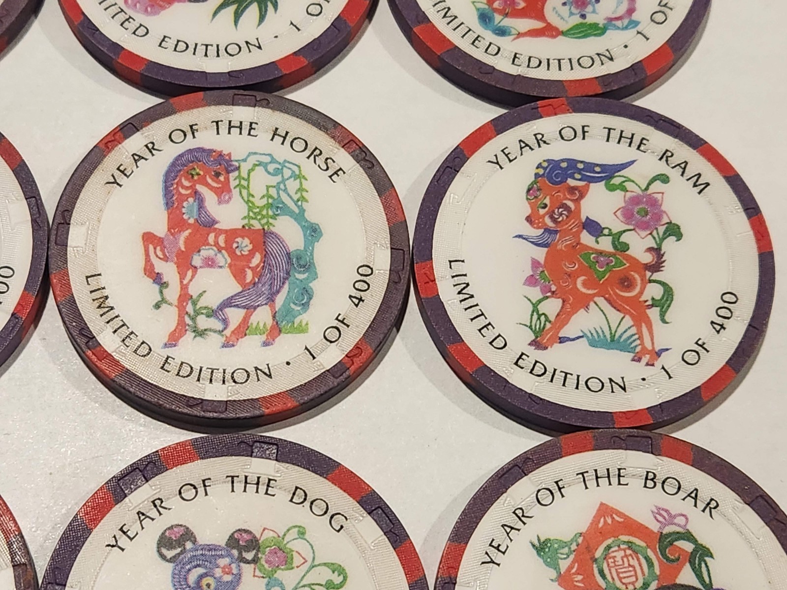 $25 CRYSTAL PARK CASINO Chips - 1996 ZODIAC - RARE! H&C MOLD - FULL SET