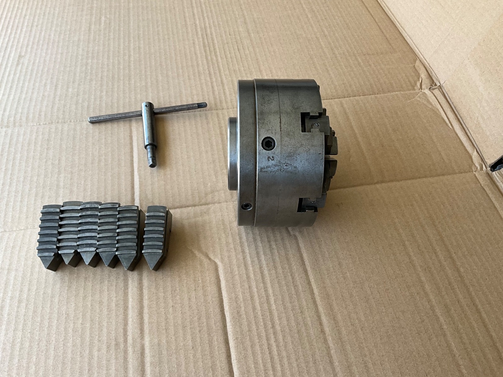 Buck 6inch 6 Jaw Adjust Tru / Hardinge Taper Mount Lathe Chuck