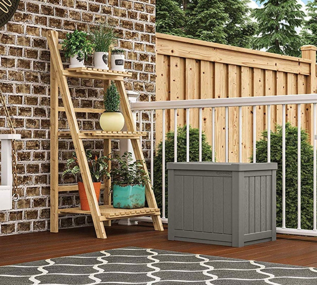 Suncast 22-Gal. Weather-Resistant Resin Outdoor Storage Deck Box, Stone Gray