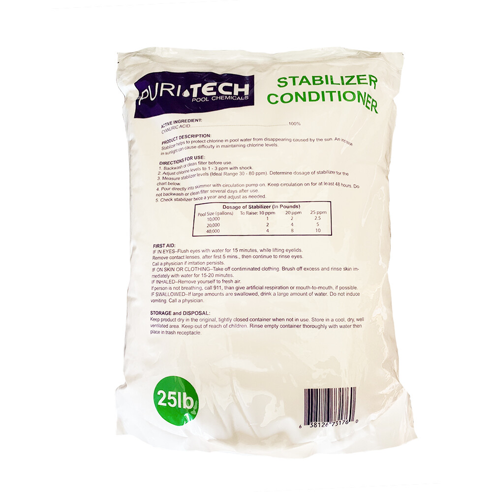 Puri Tech Pool 25lbs Stabilizer Conditioner Cyanuric Acid UV Protection Pool Spa