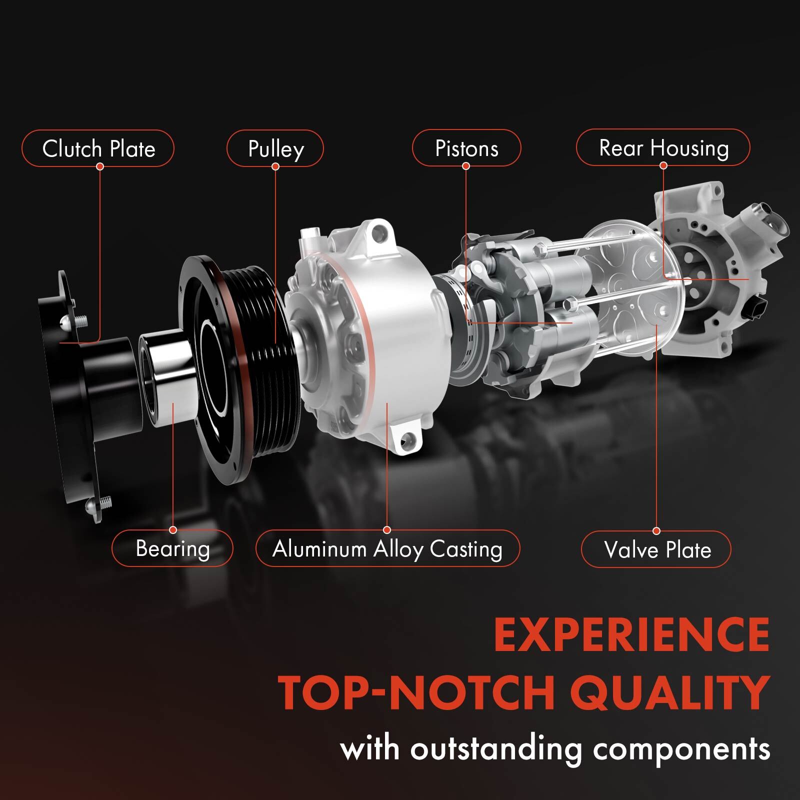 AC Compressor w/ Clutch for Chevrolet Spark 2013-2014 4-Pulley Groove CO29144AN