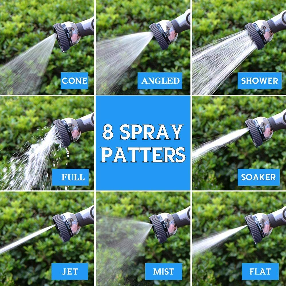 Garden Hose Metal Spray Nozzle Heavy Duty 8-Settings Thumb Control 1.2LB