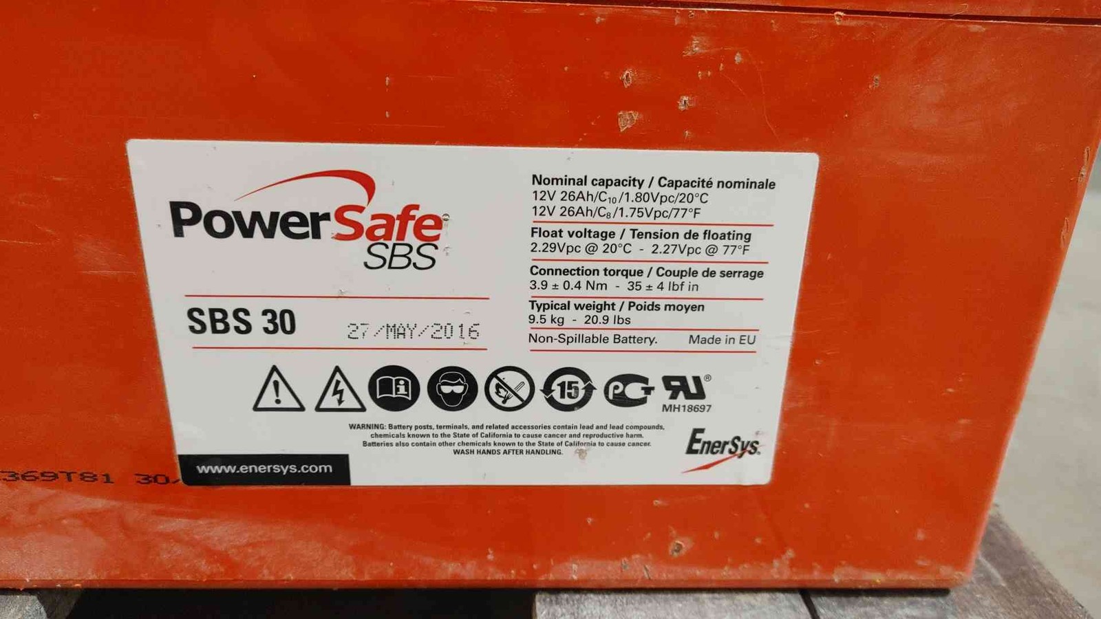 PowerSafe 12V Non-Spillable Battery SBS 30 (SKU: 111305)