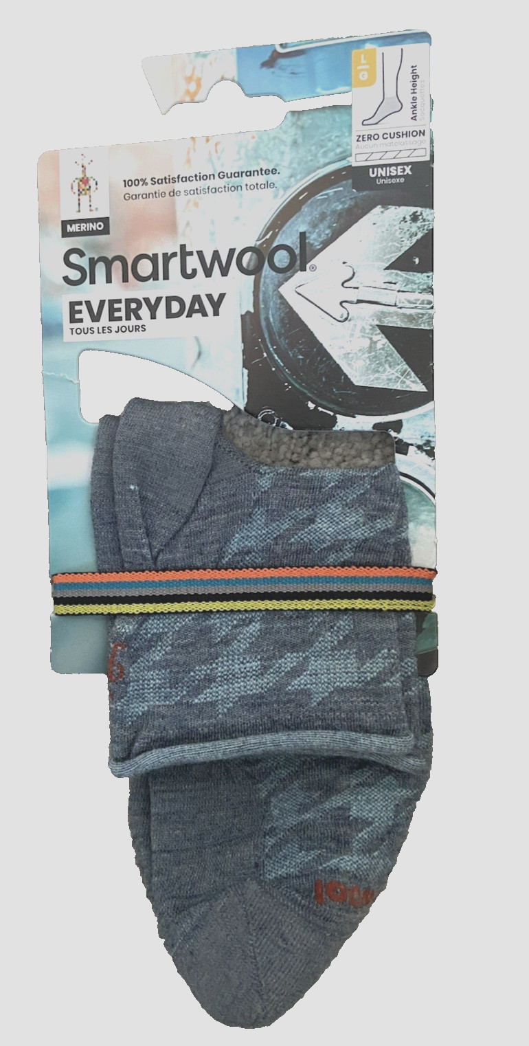 Lot of 2 pairs Smartwool Everyday Zero Cushion Houndstooth Ankle Socks Blue L